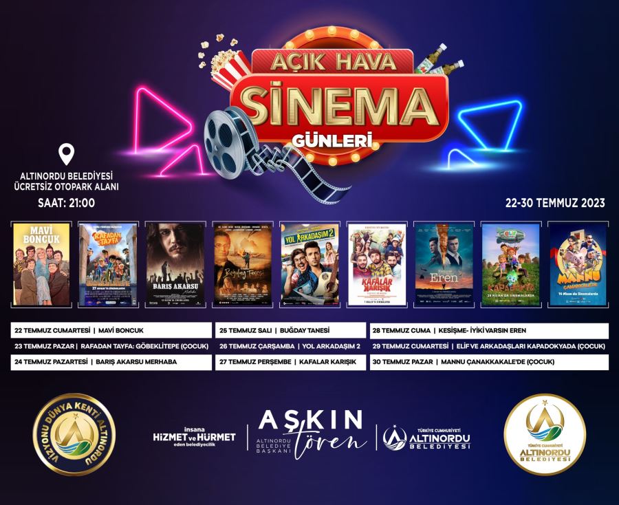 AÇIK HAVA SİNEMA GÜNLERİ BAŞLIYOR