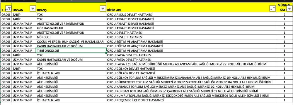 UZMAN DOKTORLAR ATANDI