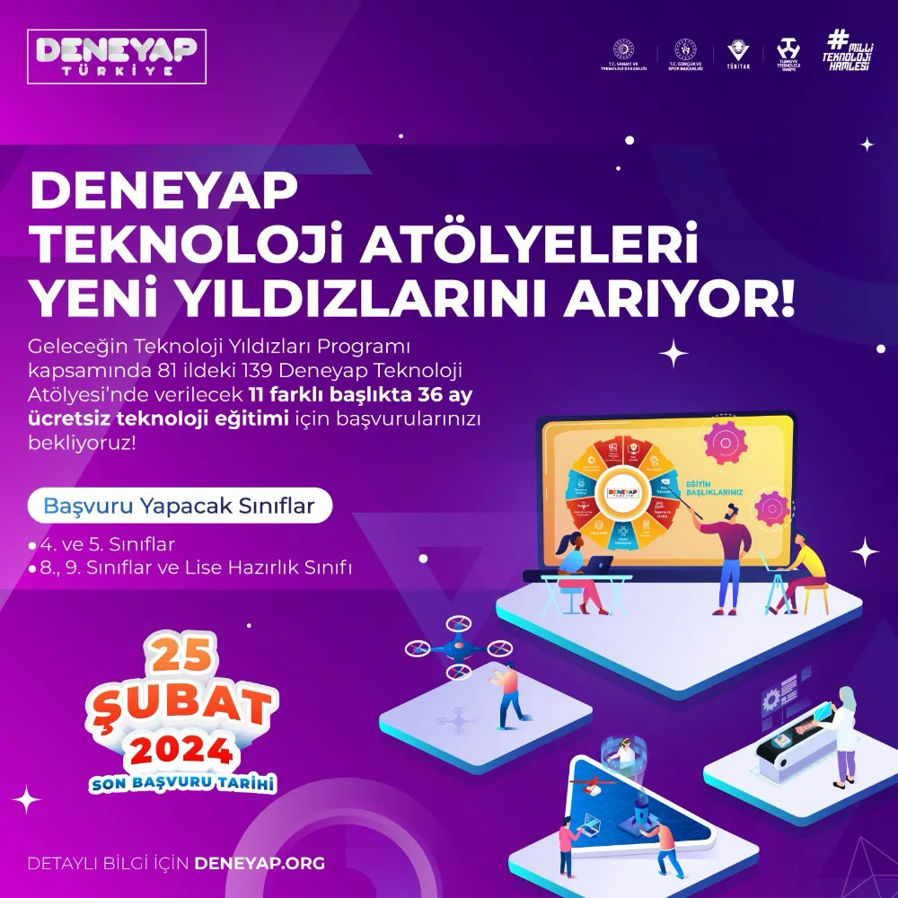DENEYAP TEKNOLOJİ ATÖLYELERİ’NE BAŞVURULAR BAŞLADI